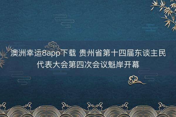 澳洲幸运8app下载 贵州省第十四届东谈主民代表大会第四次会议魁岸开幕