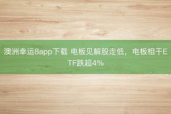 澳洲幸运8app下载 电板见解股走低，电板相干ETF跌超4%