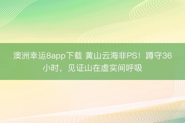 澳洲幸运8app下载 黄山云海非PS！蹲守36小时，见证山在虚实间呼吸