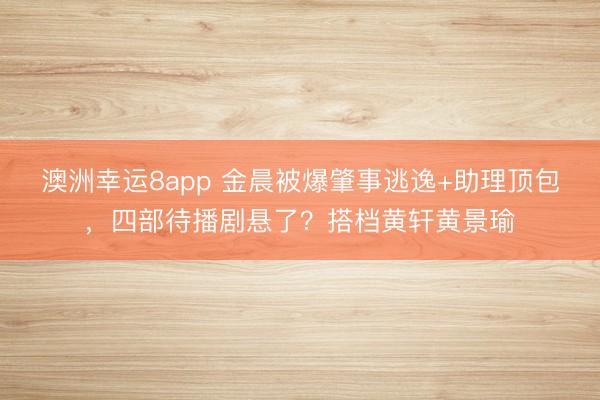 澳洲幸运8app 金晨被爆肇事逃逸+助理顶包，四部待播剧悬了？搭档黄轩黄景瑜