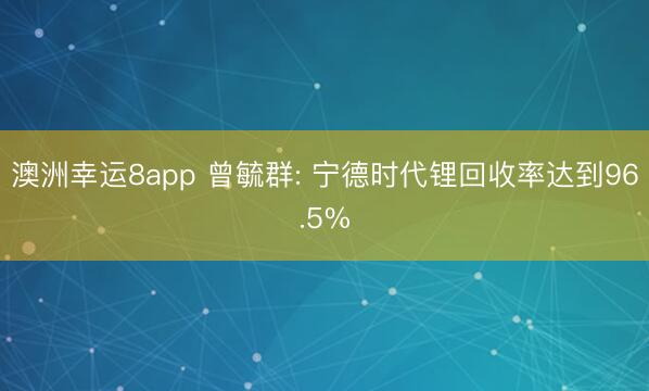 澳洲幸运8app 曾毓群: 宁德时代锂回收率达到96.5%