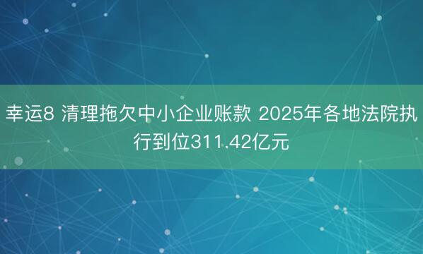 幸运8 清理拖欠中小企业账款 2025年各地法院执行到位311.42亿元