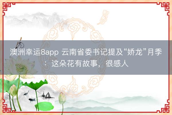 澳洲幸运8app 云南省委书记提及“娇龙”月季:这朵花有故事,很感人