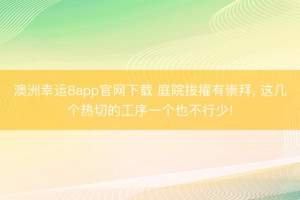 澳洲幸运8app官网下载 庭院拔擢有崇拜， 这几个热切的工序一个也不行少!