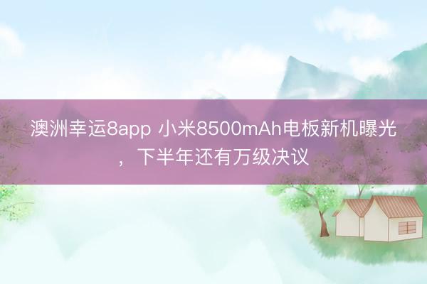 澳洲幸运8app 小米8500mAh电板新机曝光，下半年还有万级决议