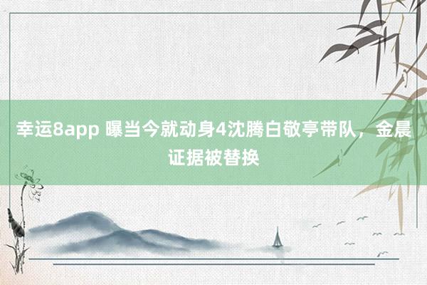 幸运8app 曝当今就动身4沈腾白敬亭带队，金晨证据被替换