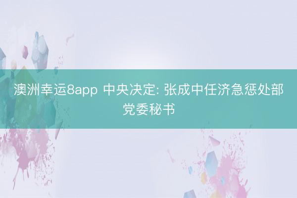 澳洲幸运8app 中央决定: 张成中任济急惩处部党委秘书