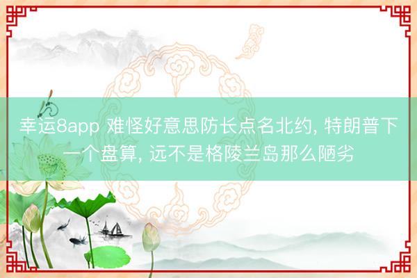 幸运8app 难怪好意思防长点名北约， 特朗普下一个盘算， 远不是格陵兰岛那么陋劣