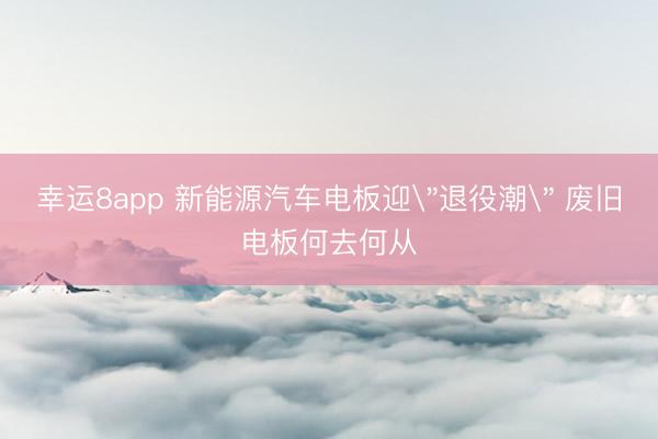 幸运8app 新能源汽车电板迎