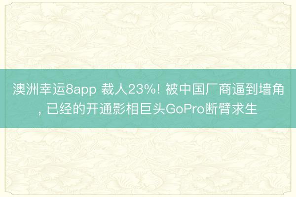 澳洲幸运8app 裁人23%! 被中国厂商逼到墙角, 已经的开通影相巨头GoPro断臂求生