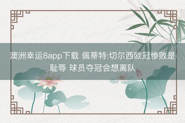 澳洲幸运8app下载 佩蒂特:切尔西欧冠惨败是耻辱 球员夺冠会想离队