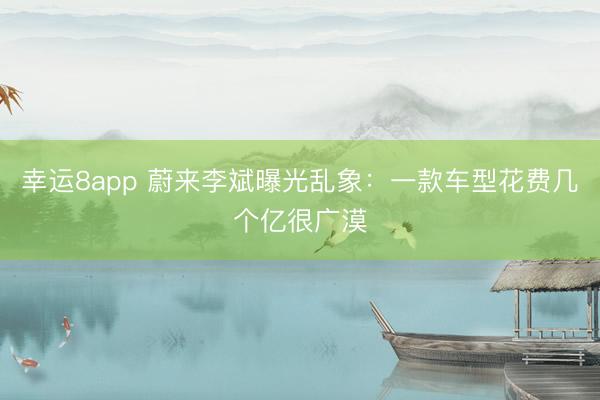 幸运8app 蔚来李斌曝光乱象：一款车型花费几个亿很广漠