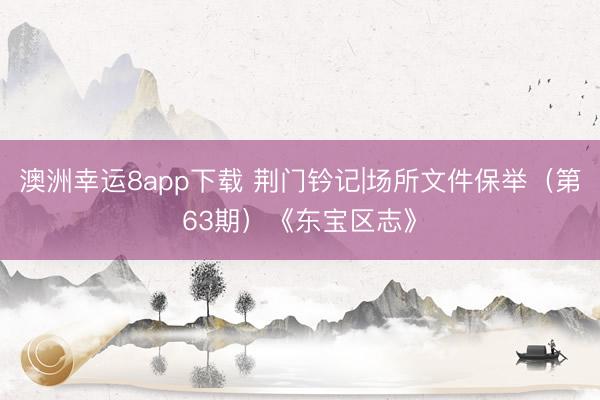 澳洲幸运8app下载 荆门钤记|场所文件保举（第63期）《东宝区志》