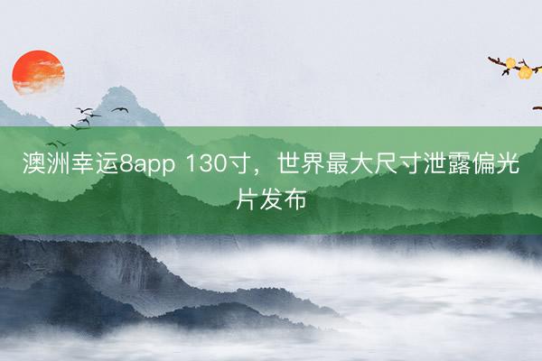 澳洲幸运8app 130寸,世界最大尺寸泄露偏光片发布