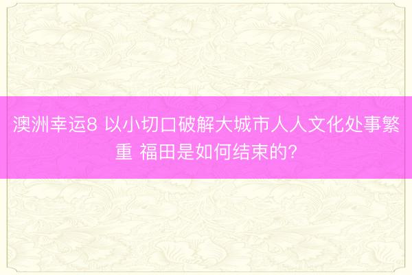 澳洲幸运8 以小切口破解大城市人人文化处事繁重 福田是如何结束的?